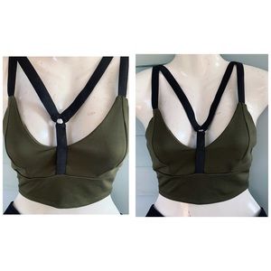 Olive green strappy Crop Top SIze XS